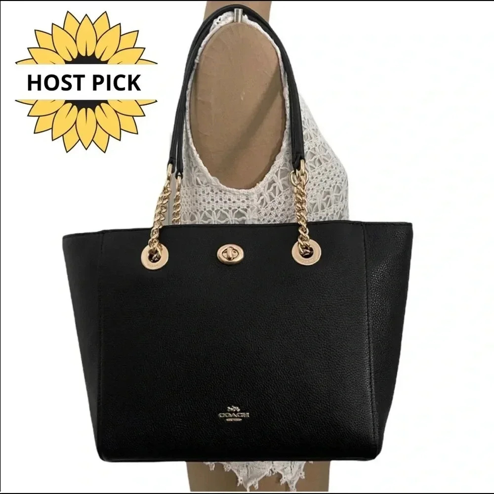 🔥2xHOST PICK🔥 Coach turnlock chain pebble tote - Picture 2 of 7